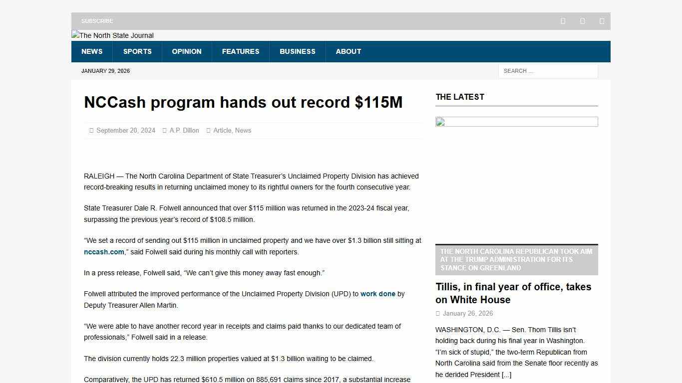 NCCash program hands out record $115M The North State Journal