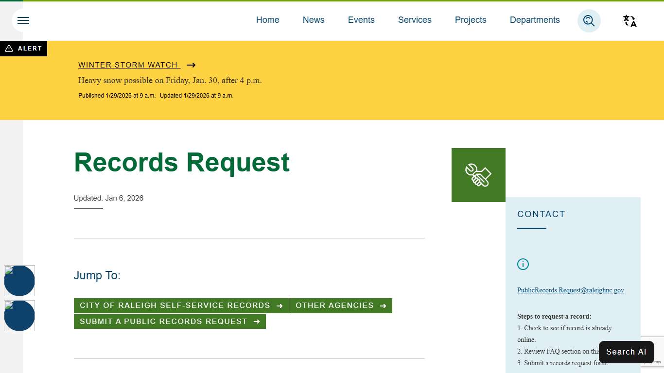 Records Request Raleighnc.gov